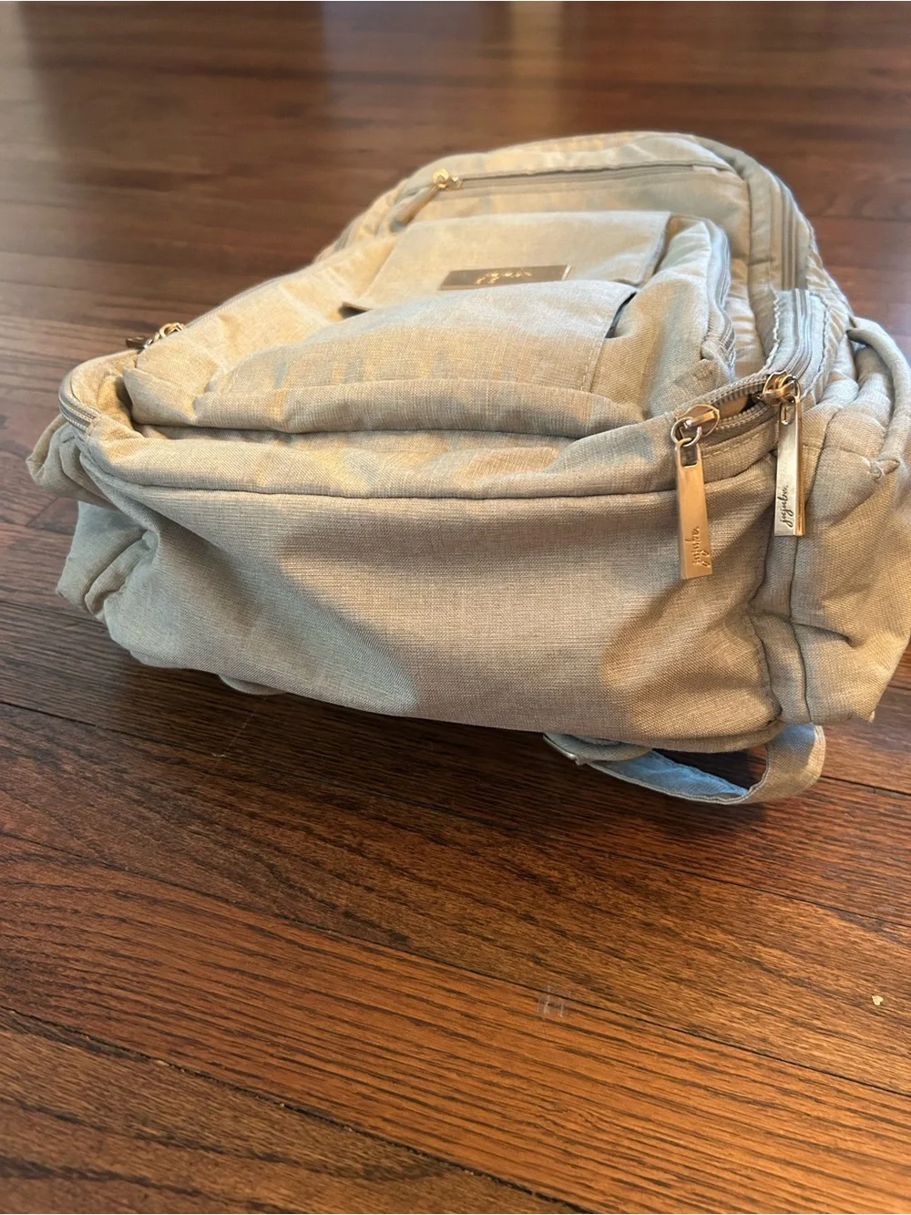 Ju-Ju-Be Gray Convertible Baby Bag Backpack with Rose Gold Hardware